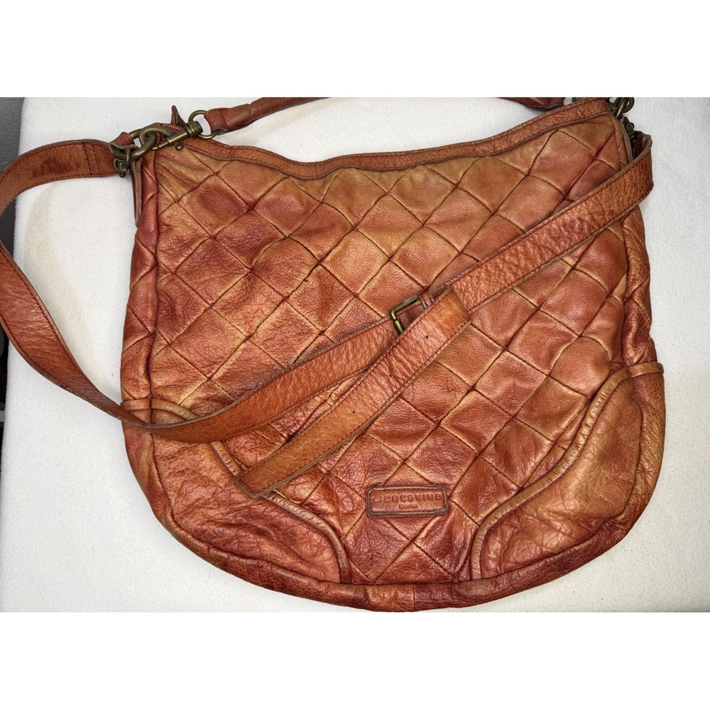 Liebeskind Berlin Large Cognac Leather Hobo Shoulder Bag Quilted Slouchy Boho - Picture 10 of 11